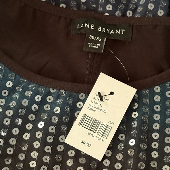 Lane Bryant Flutter-Sleeve Sequin Top Ombre Black Purple Blue NWT - Picture 7 of 7